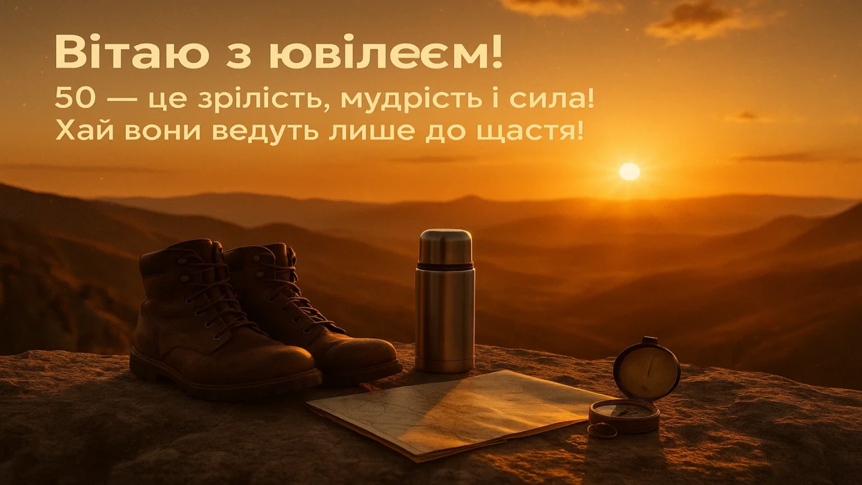 Вітальні листівки, привітання з ювілеєм 50 років мужчині