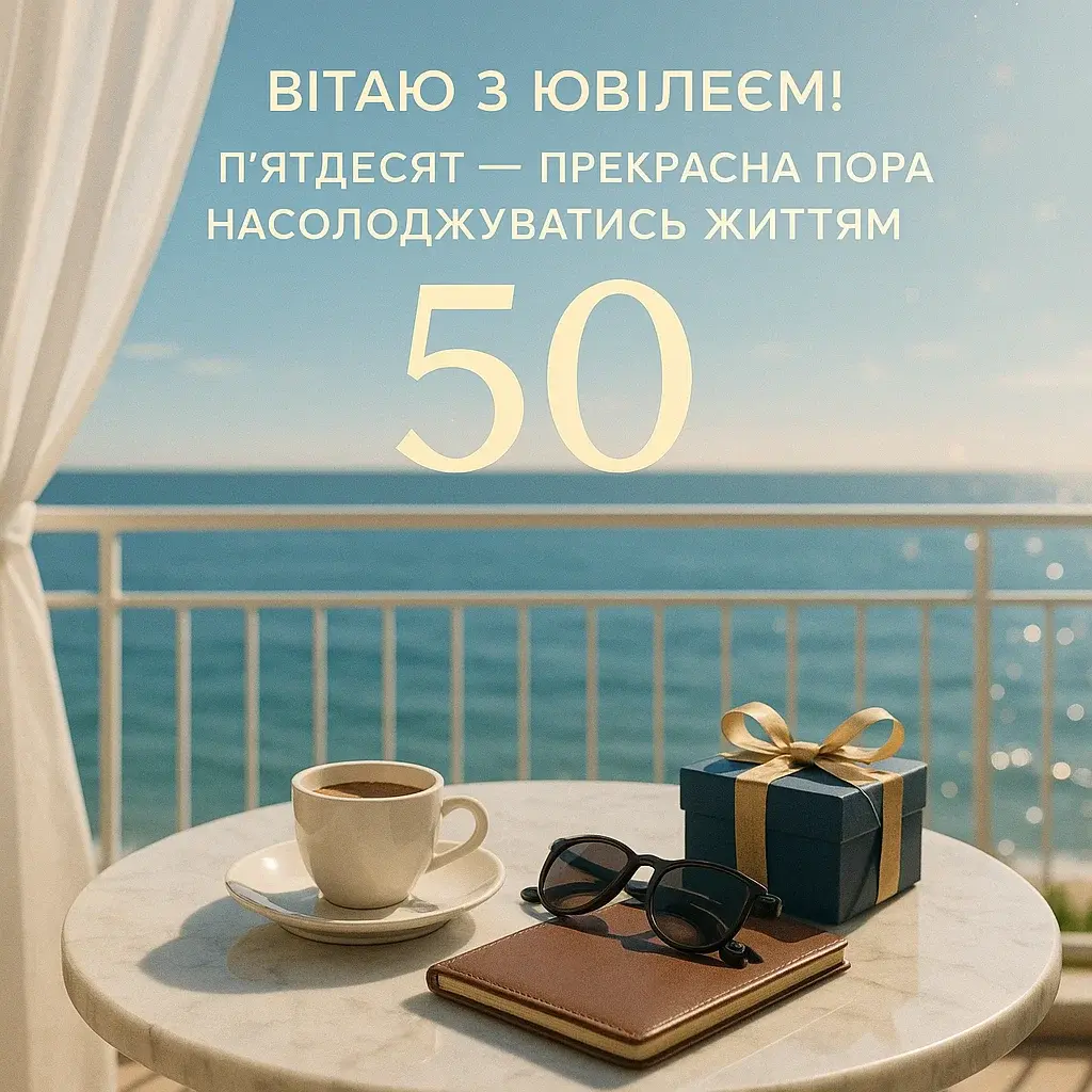 Вітальні листівки, привітання з ювілеєм 50 років мужчині