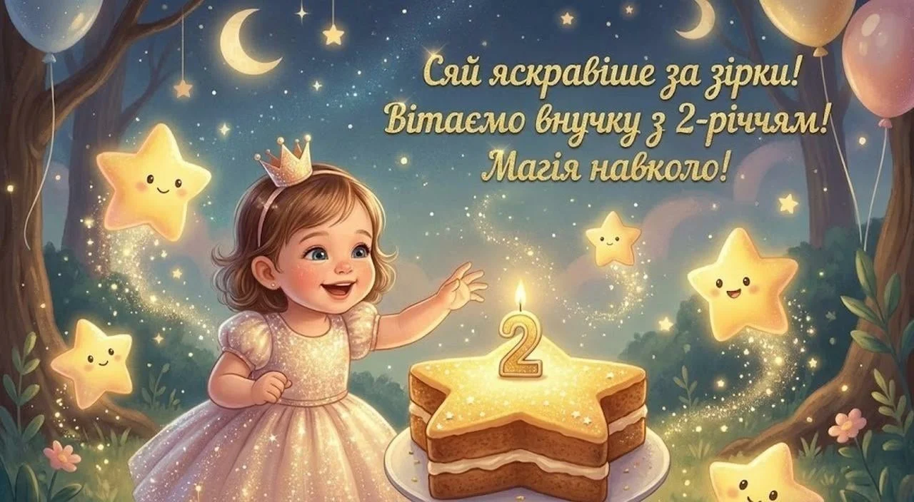 Привітання з днем народження для внучки на 2 роки