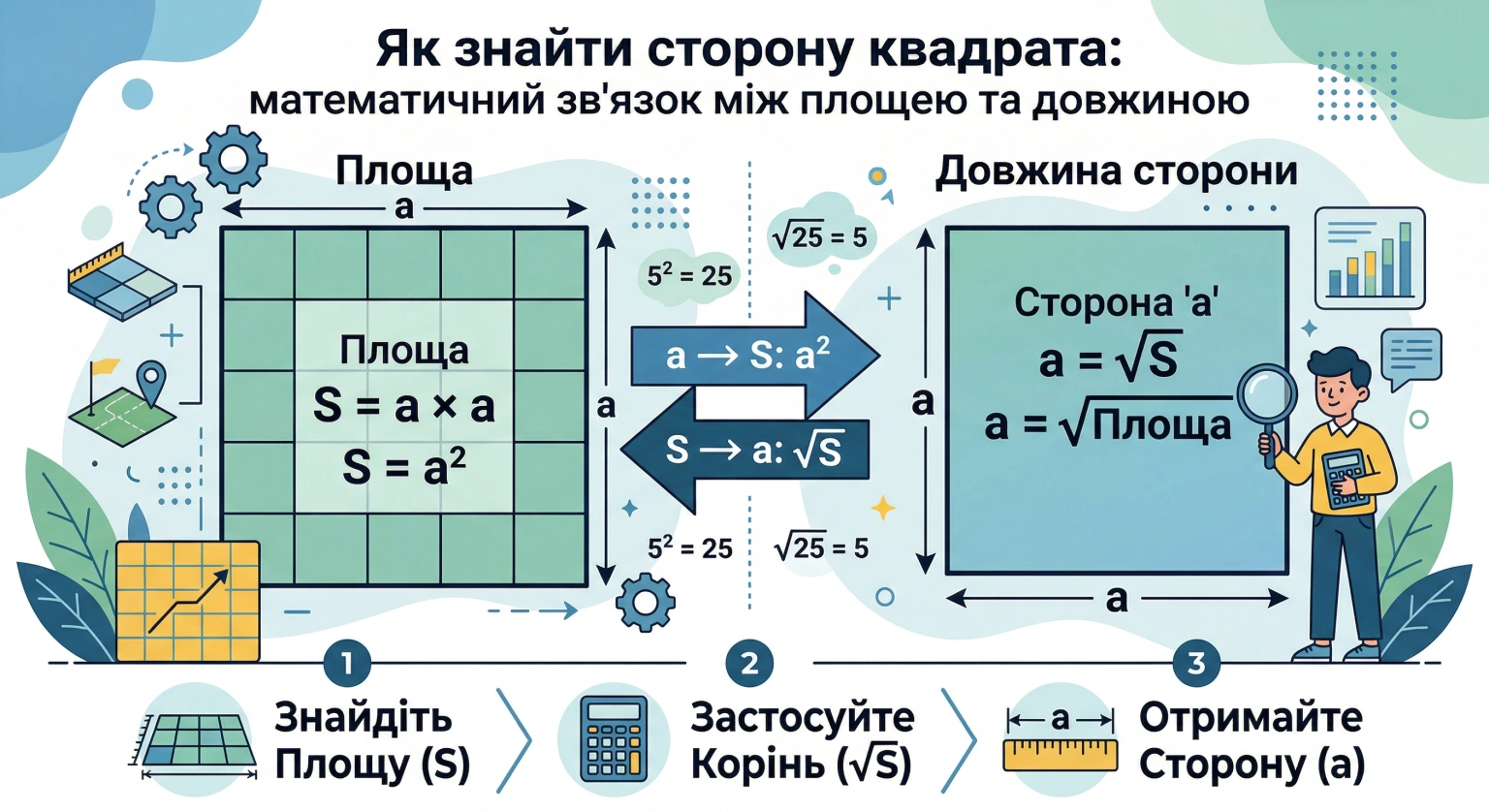 Як знайти сторону квадрата: математичний зв’язок між площею та довжиною