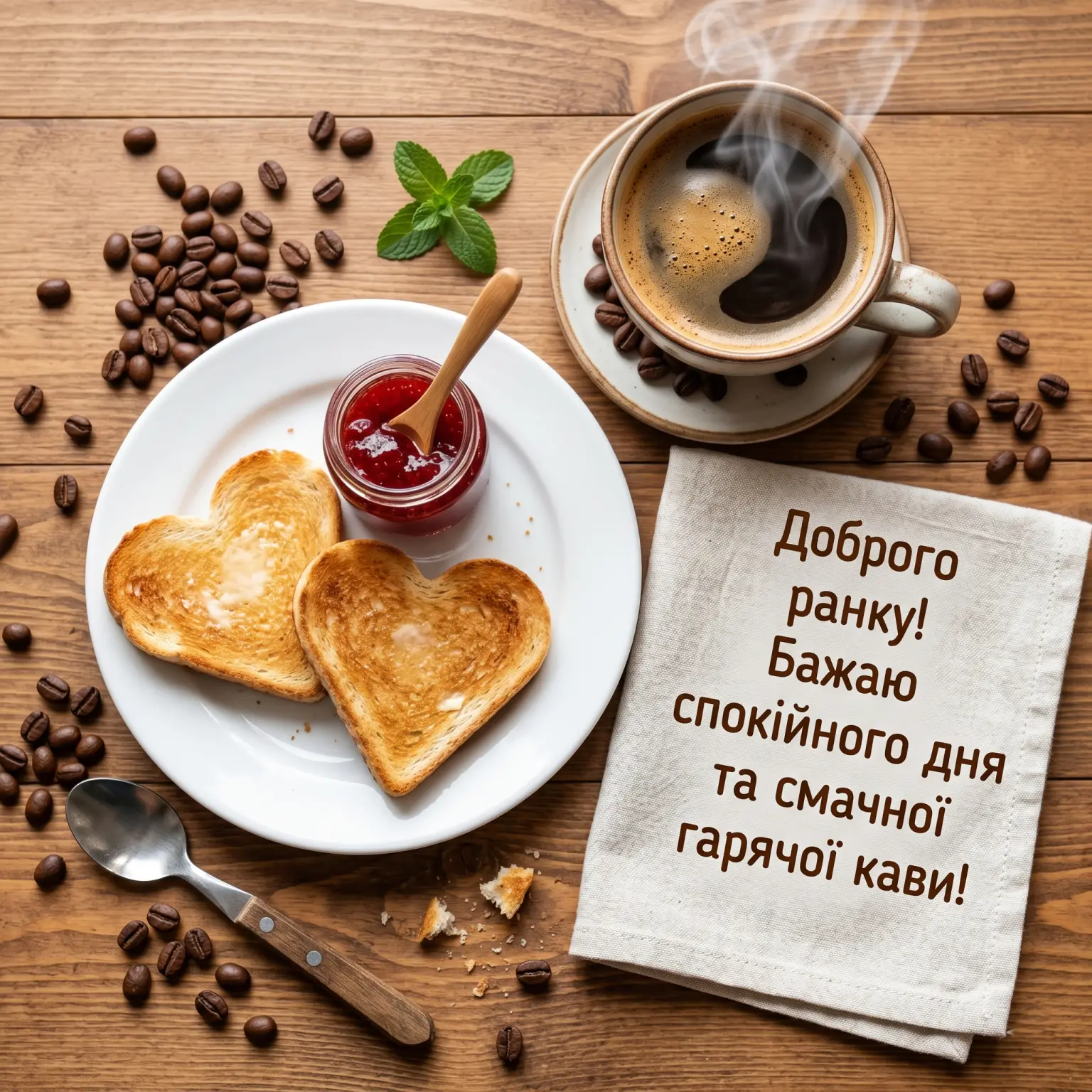 Привітання доброго ранку гарного дня для близьких та друзів у яскравих картинках