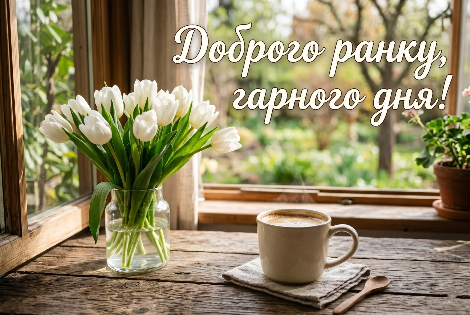 Привітання доброго ранку гарного дня для близьких та друзів у яскравих картинках