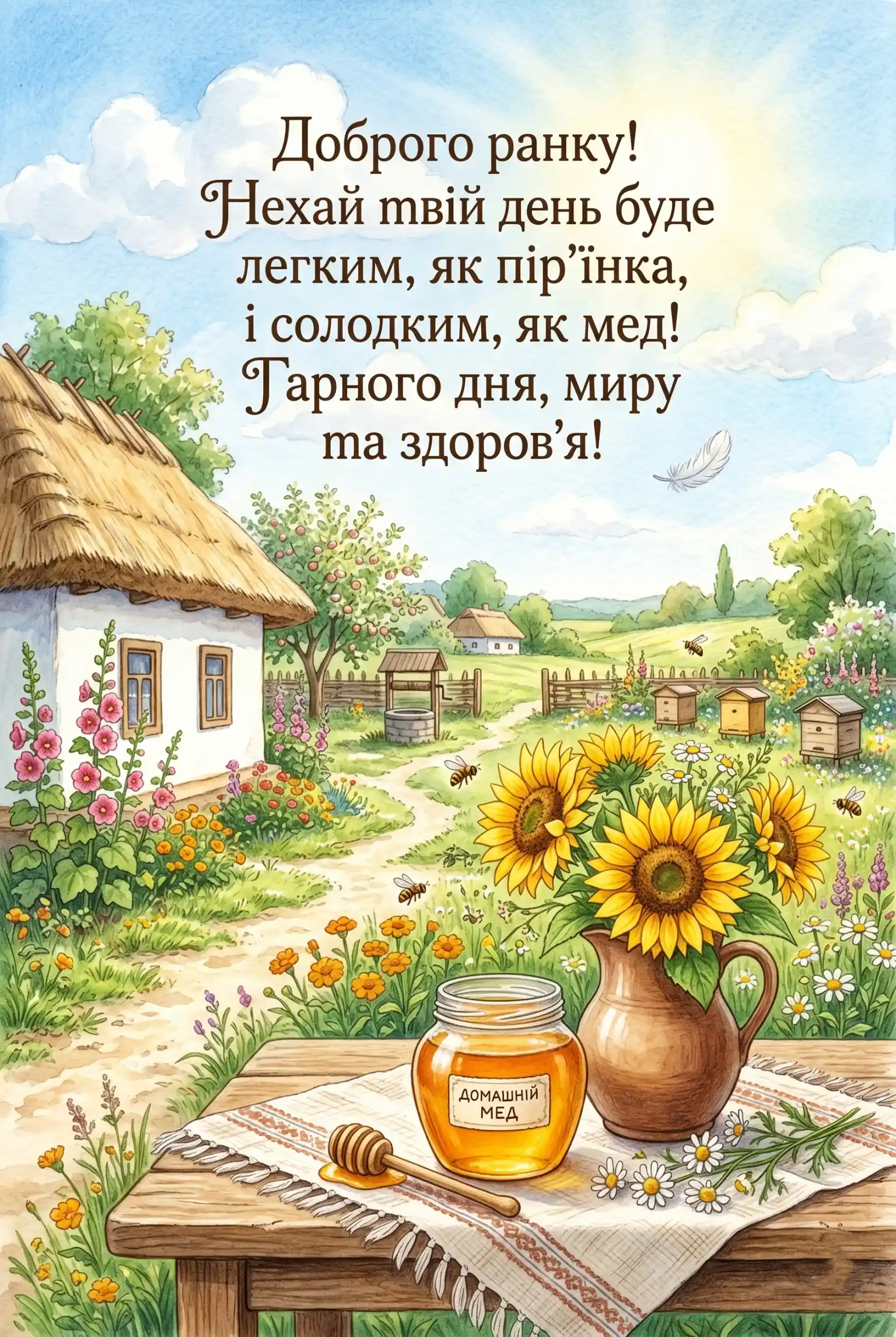 Привітання доброго ранку гарного дня для близьких та друзів у яскравих картинках
