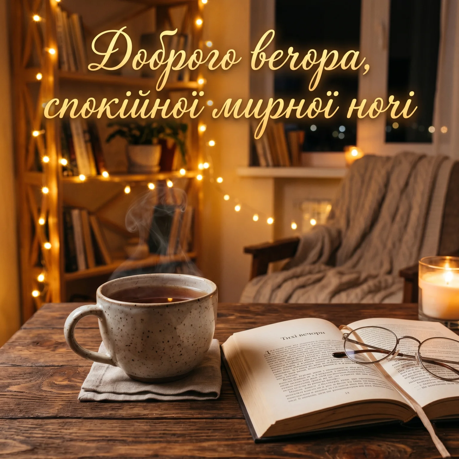 Доброго вечора та спокійної мирної ночі: найкращі побажання у картинках та листівках