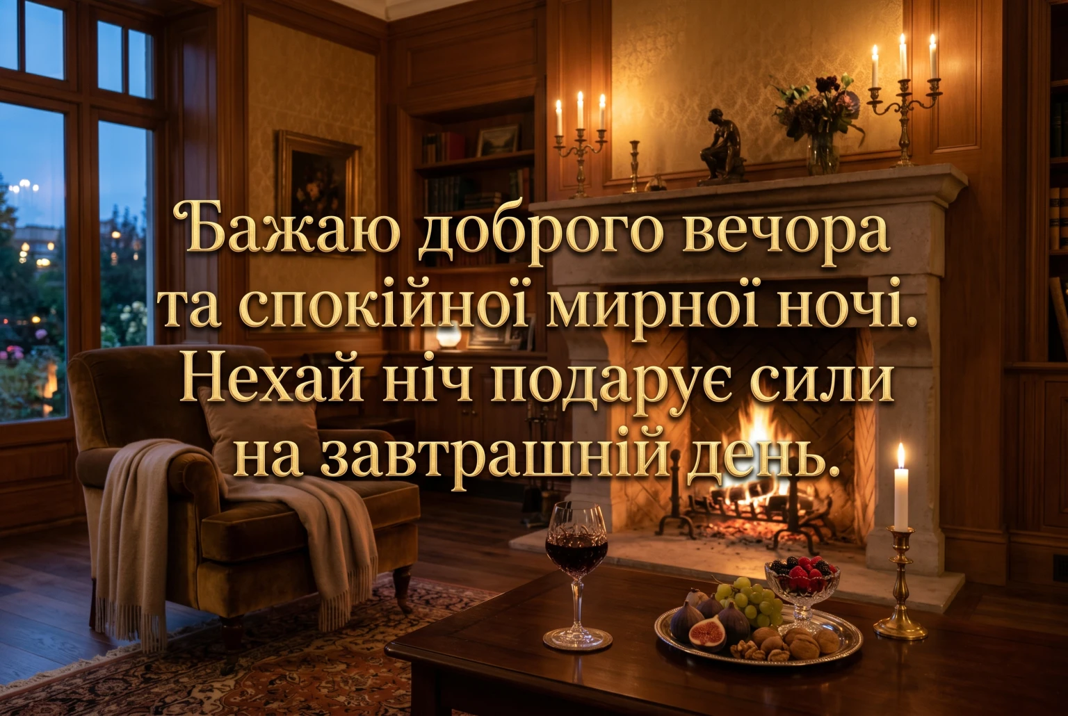 Доброго вечора та спокійної мирної ночі: найкращі побажання у картинках та листівках