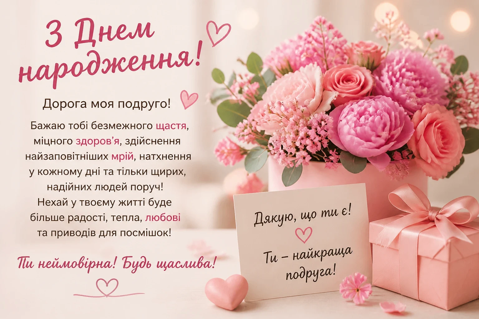Привітання подрузі з днем народження