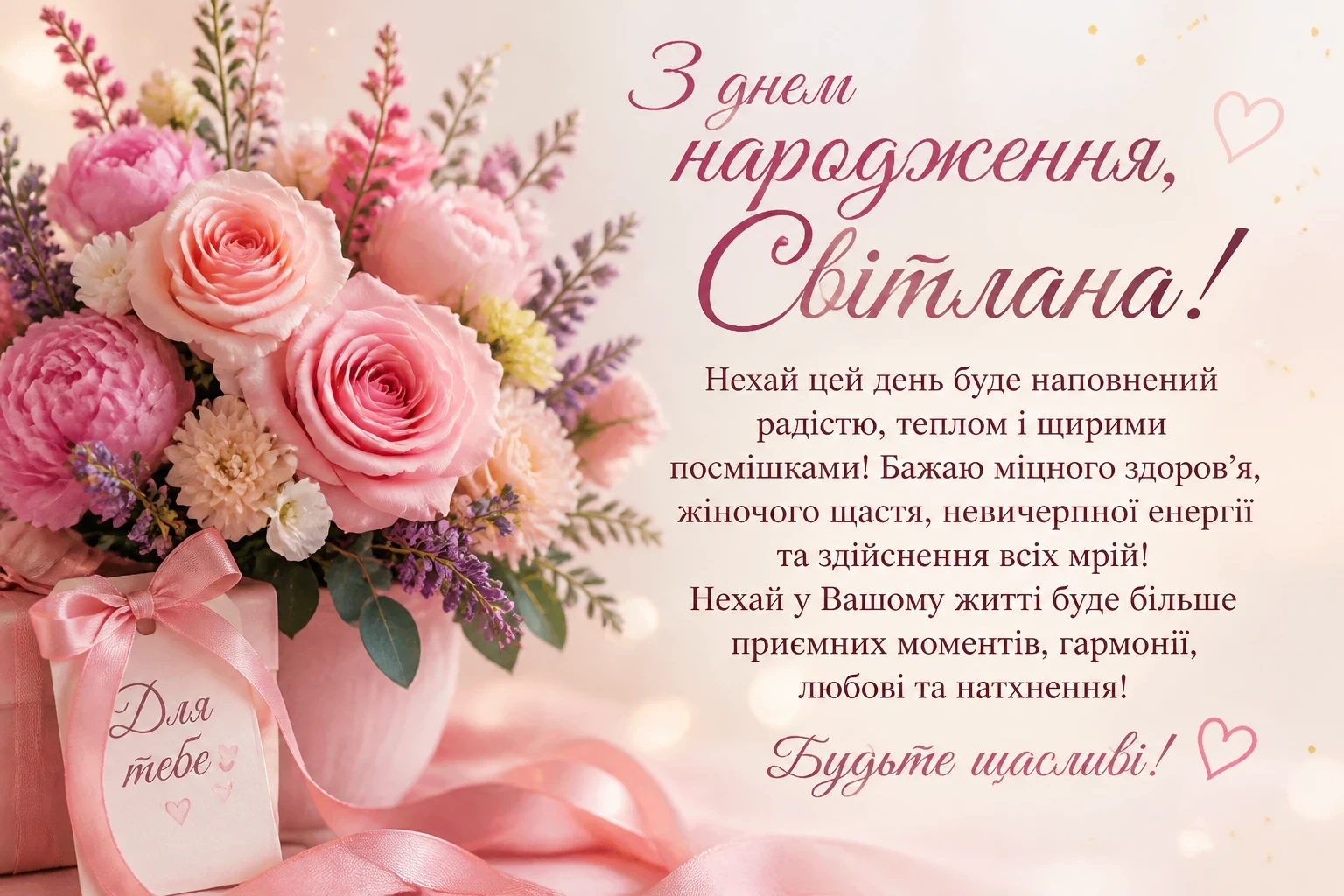 Привітання з днем народження для Світлани