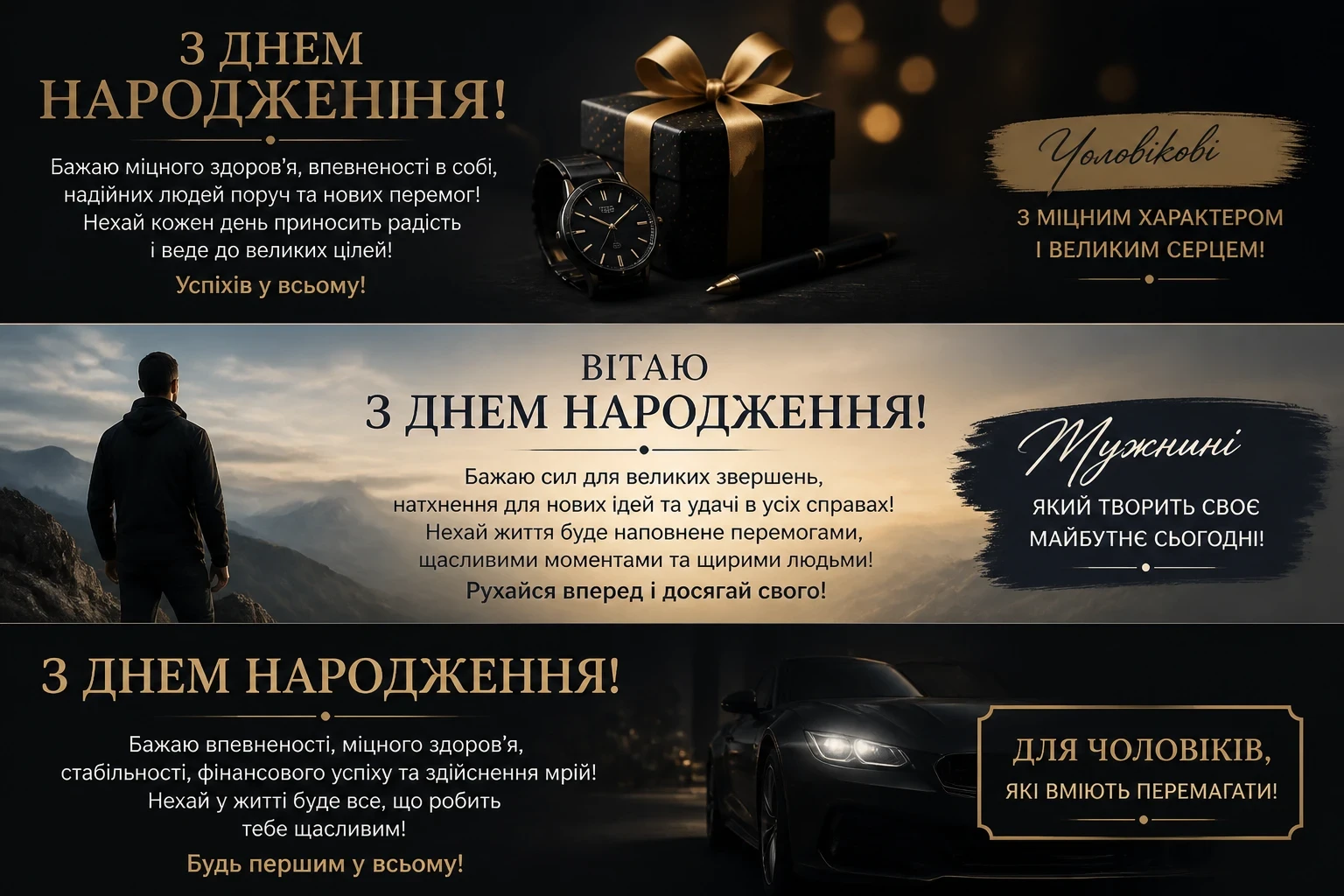 Привітання з днем народження для чоловіків, чоловікові та мужчині