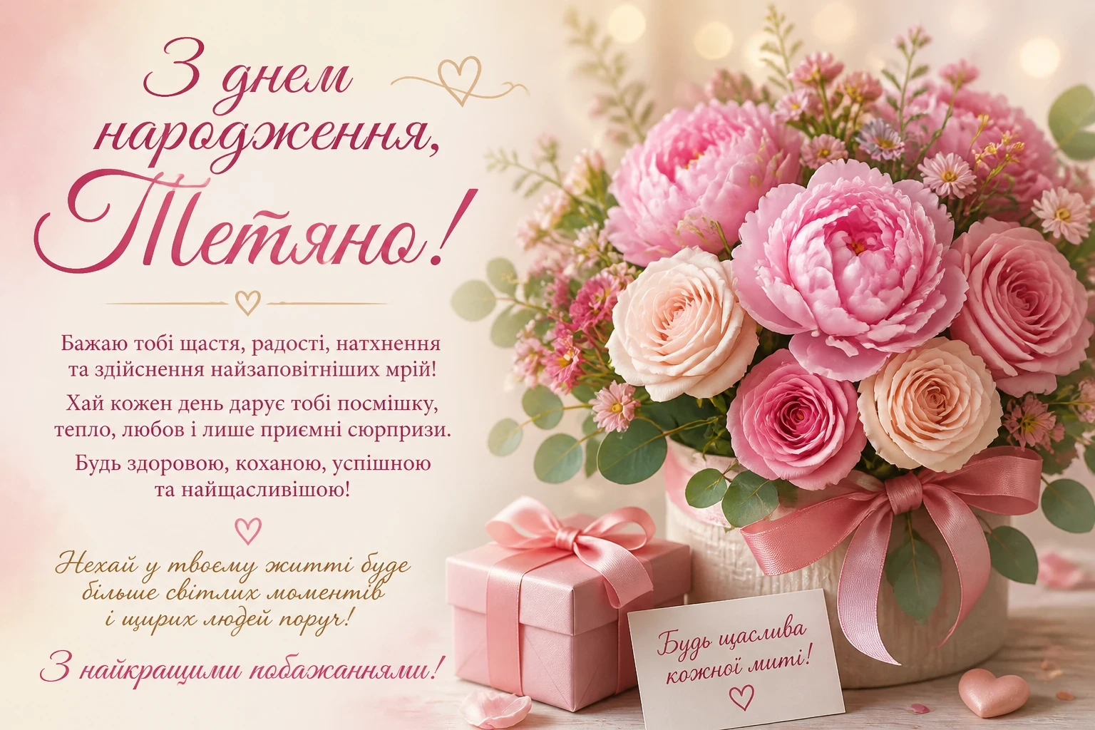 Привітання з днем народження для Тетяни