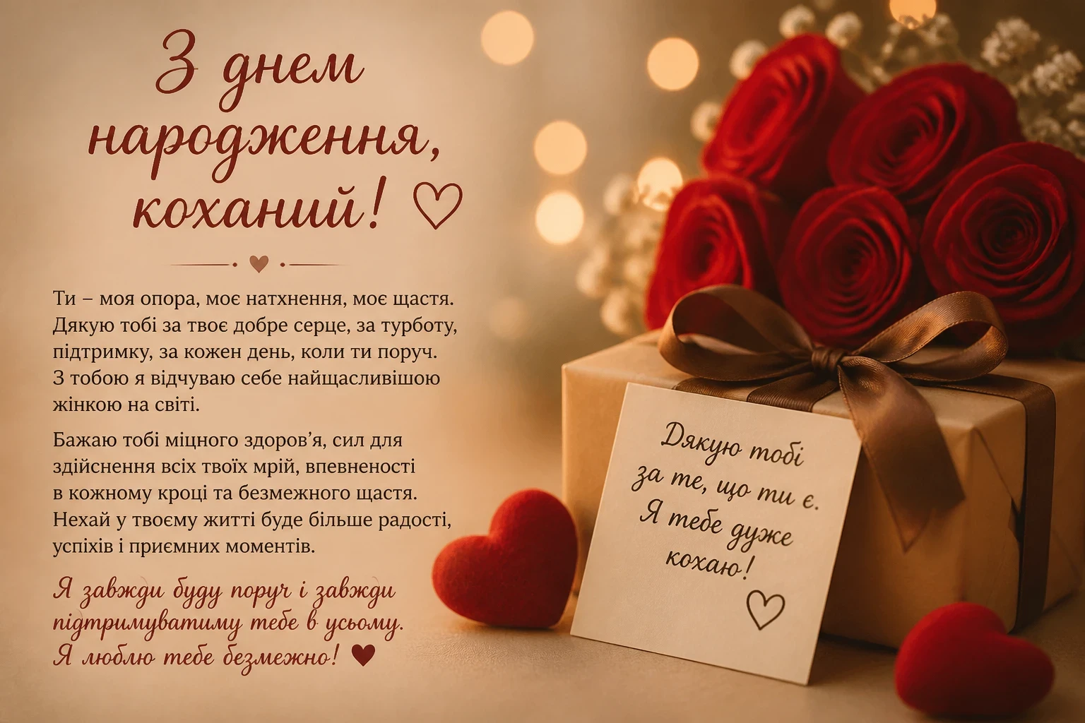 Зворушливе привітання з днем народження коханому чоловіку