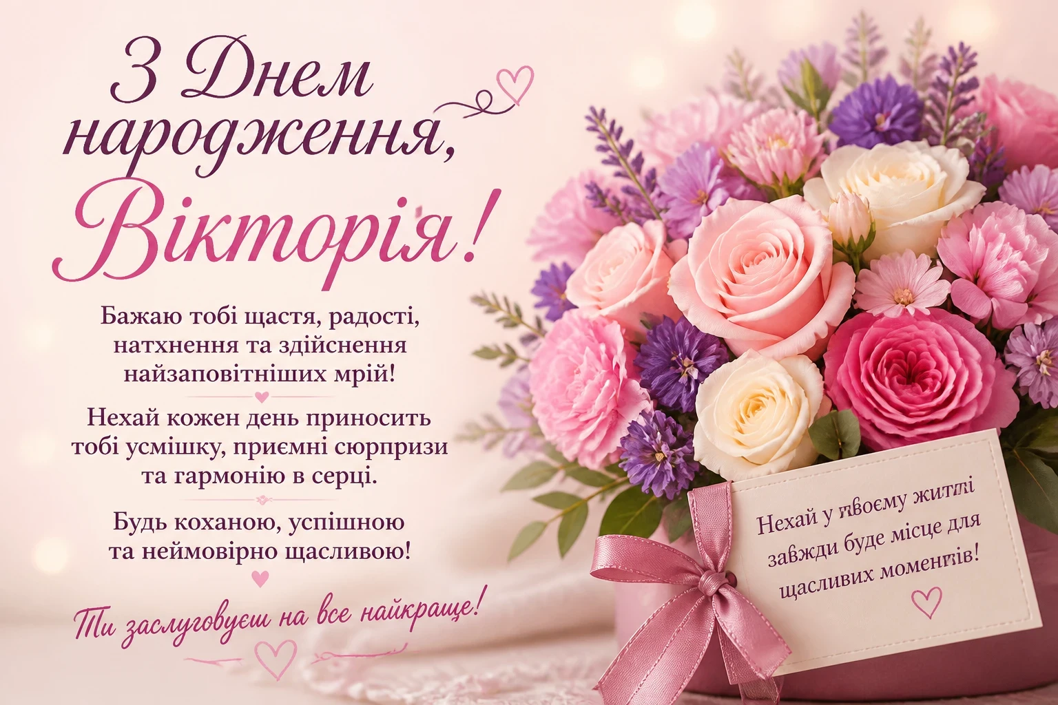 Привітання з днем народження для Вікторії