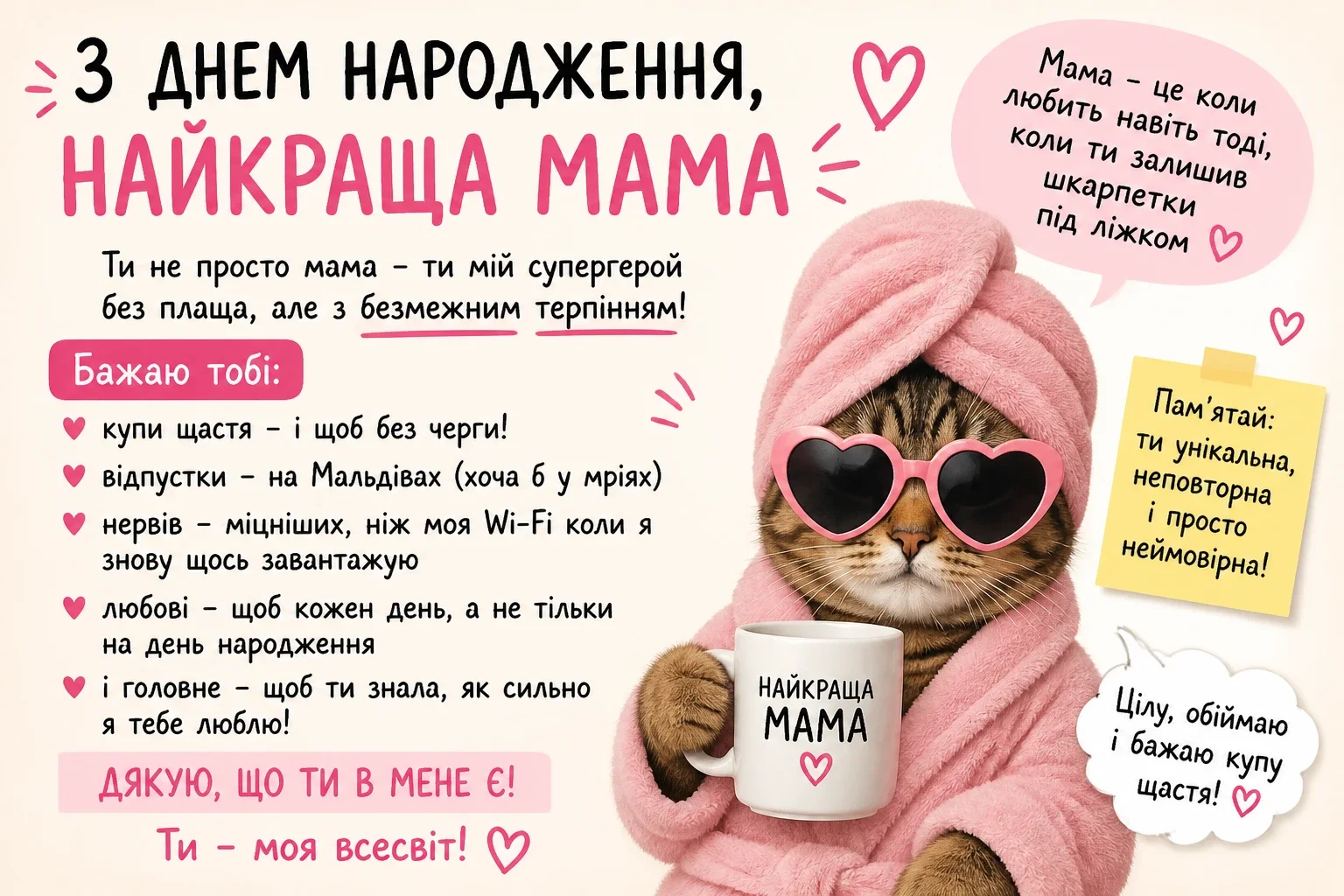 Прикольні привітання мамі з днем народження