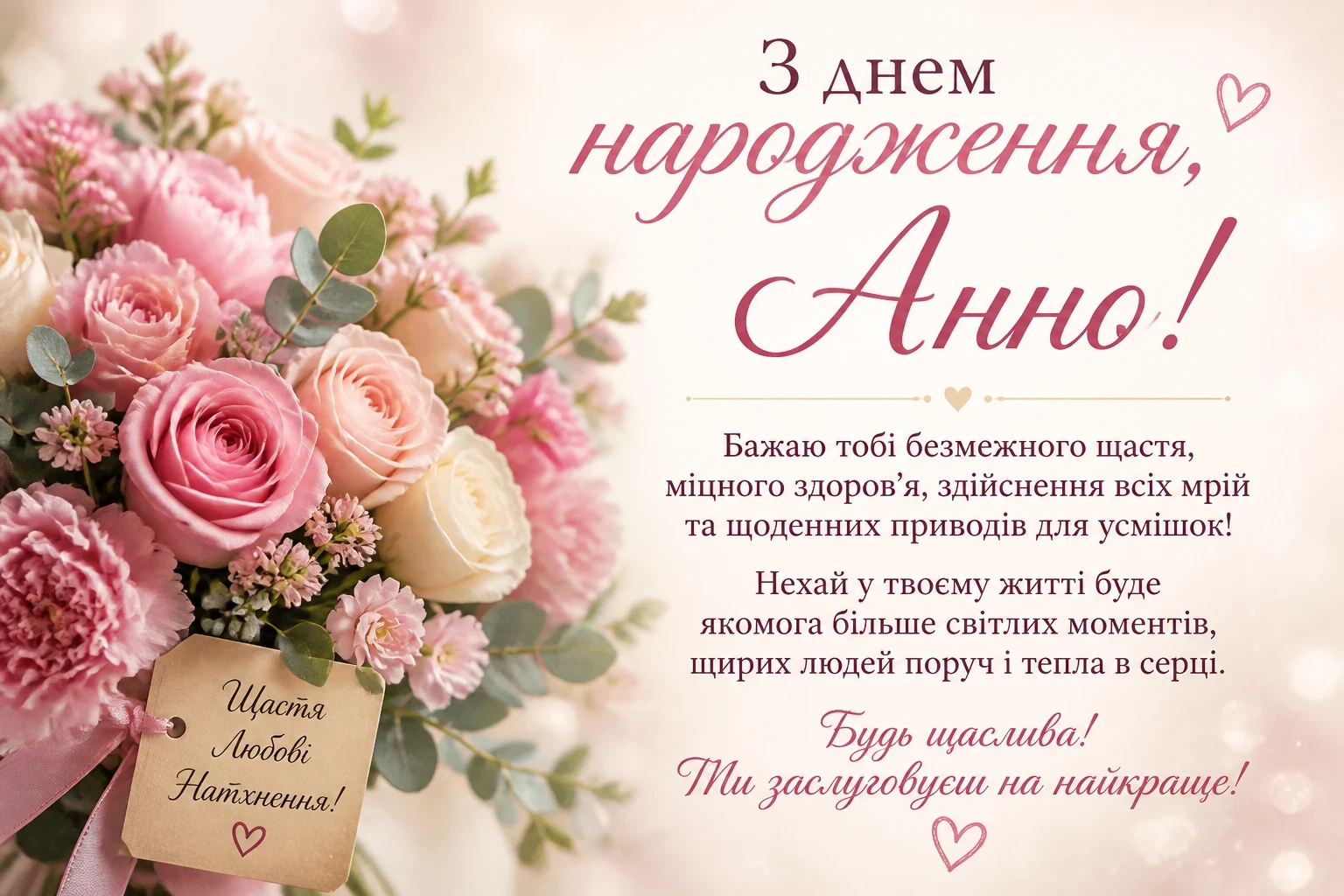 Привітання з днем народження для Анни