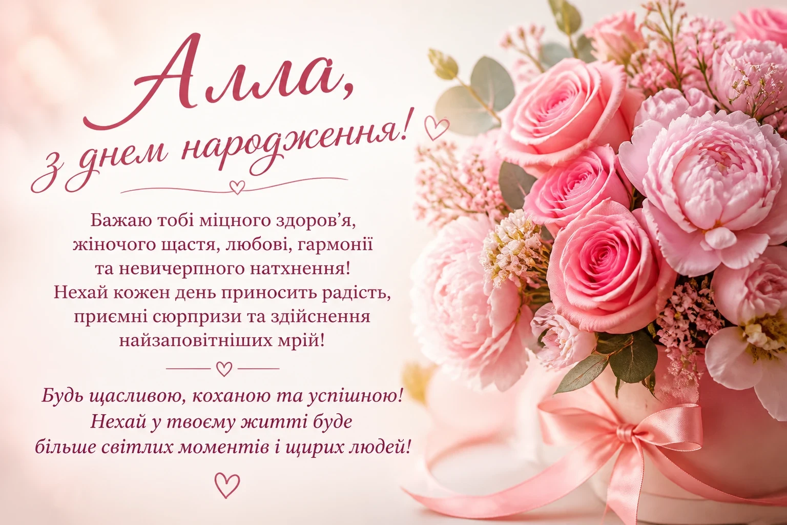 Привітання з днем народження для Алли