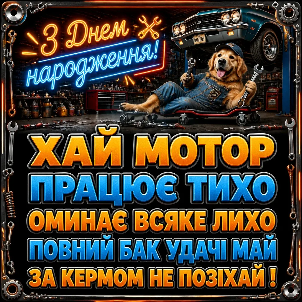 привітання мужчині з днем народження для чоловіків машини