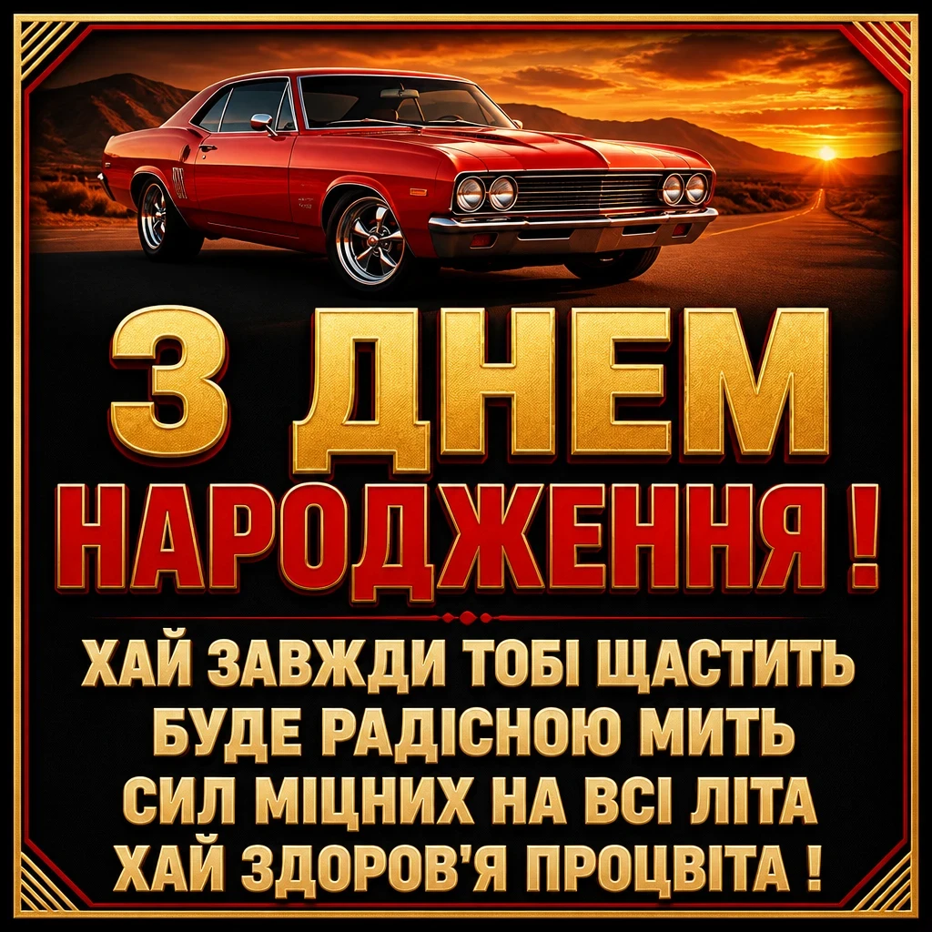 привітання мужчині з днем народження для чоловіків машини